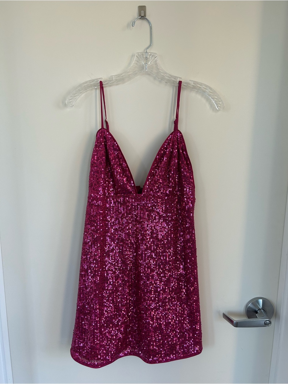 REVOLVE Majorelle Hot Pink Sequin Spaghetti-Strap Mini Dress